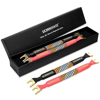 UCINNOVATE 4 Pack 6 Inch HiFi OFC Speaker Jumper Cables, Speaker Cable Bridge Bi-Wire Speaker with Gold Plated Jumper Plates, Audiophile Flexible 11AWG Cable Bridge to Speaker Cable Terminals