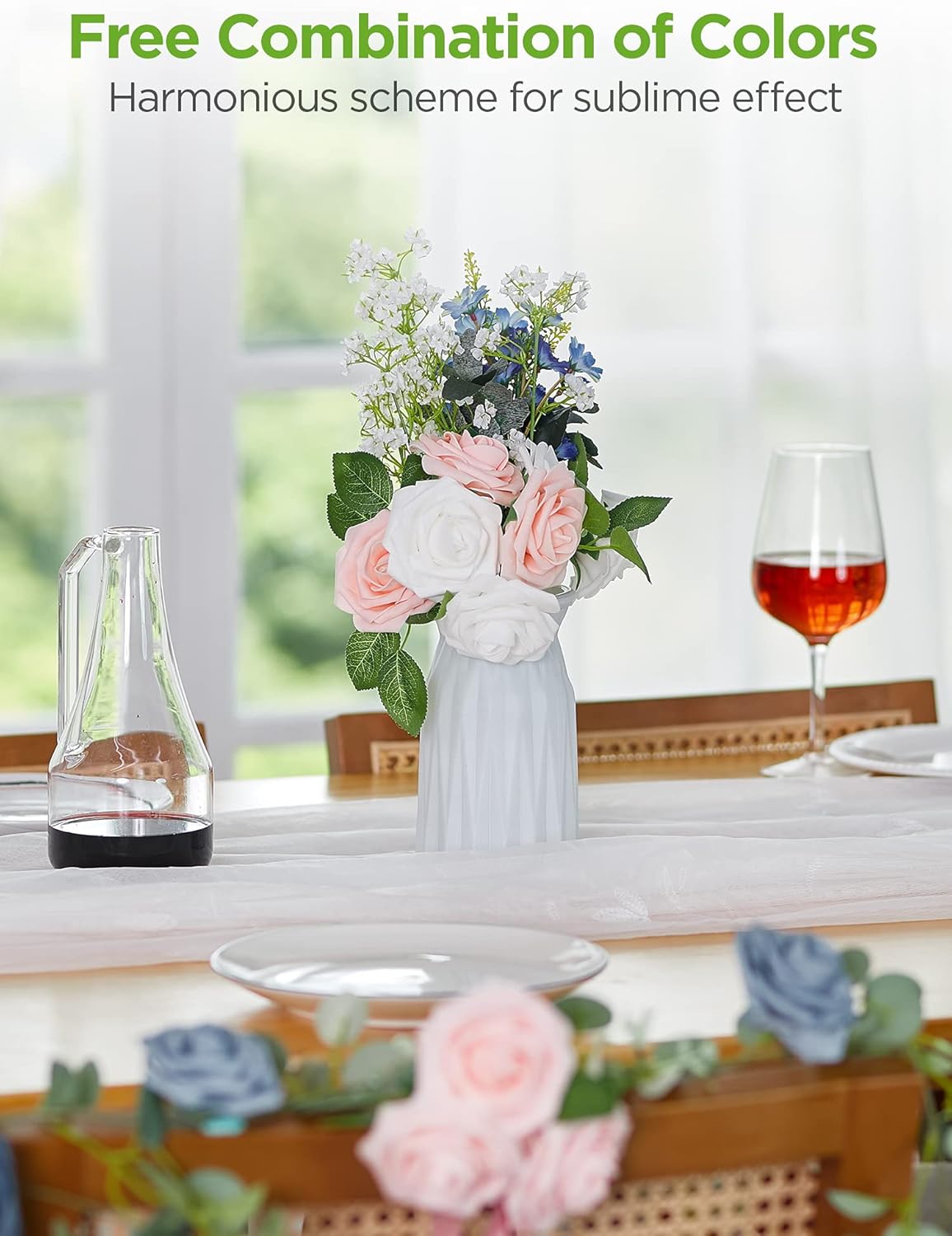 InnoGear Artificial Flowers, 50 Pcs Faux Flowers Fake Flowers White Roses Perfect for DIY Wedding Bouquets Centerpieces Bridal Shower Party Home Flower Arrangement Decorations : Home & Kitchen