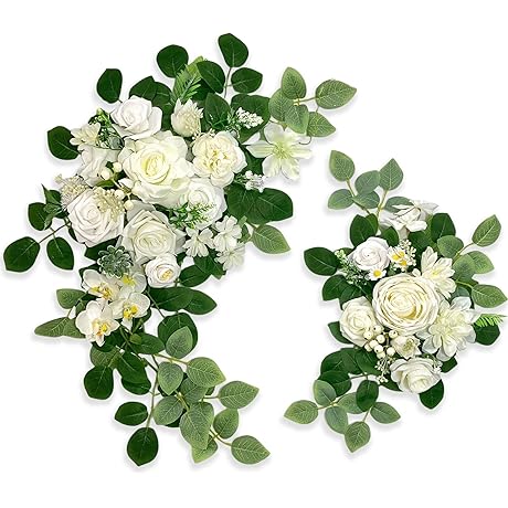 Pack of 2 Wedding Arch, Artificial Flowers Backdrop