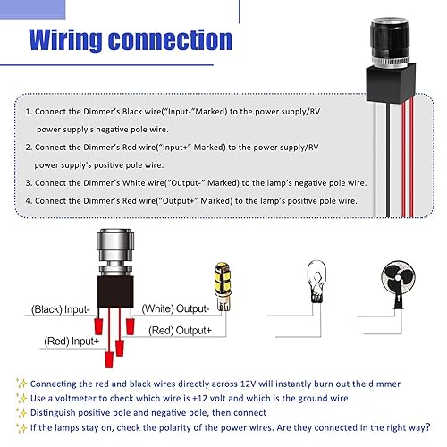 Miniatura 3 de ALOVECO Interruptor de atenuación de 12 voltios CC PWM para luces LED RV interiores, luces LED de techo de 5 a 24 voltios, atenuador e interruptor