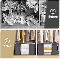 Vista 7 de Lifewit Paquete de 8 contenedores plegables de almacenamiento de ropa con tapas, gris, tela no tejida, rectangulares, cremallera resistente, asa