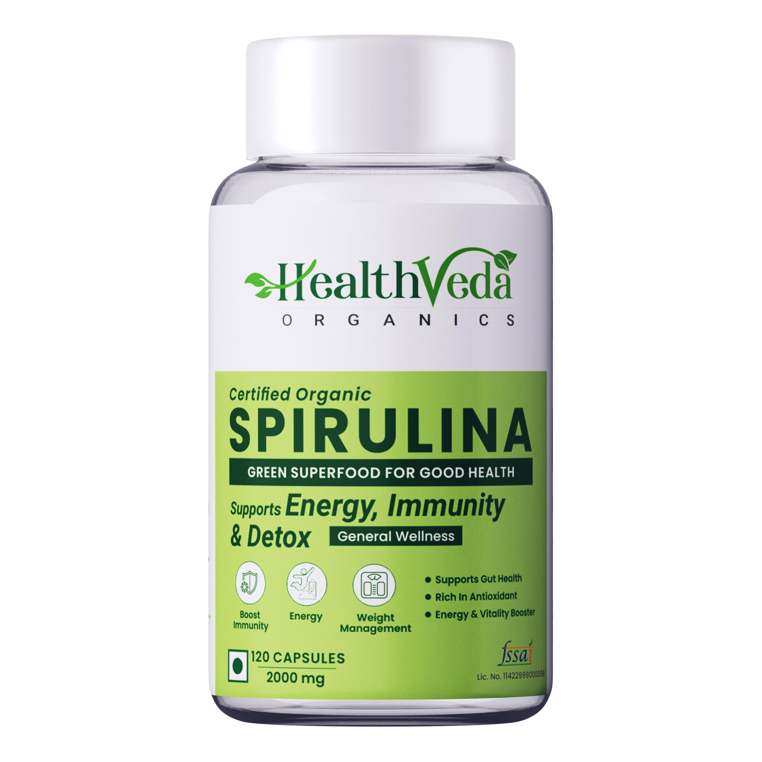 HEALTH VEDA ORGANICS PRIVATE LIMITED Plant Based Spirulina, 2000 mg | 120 Veg Capsules I Supports Weight Management & Boosts Immunity | For both Men & Women (B09T37W9RW) Amazon Price History, Amazon Price Tracker