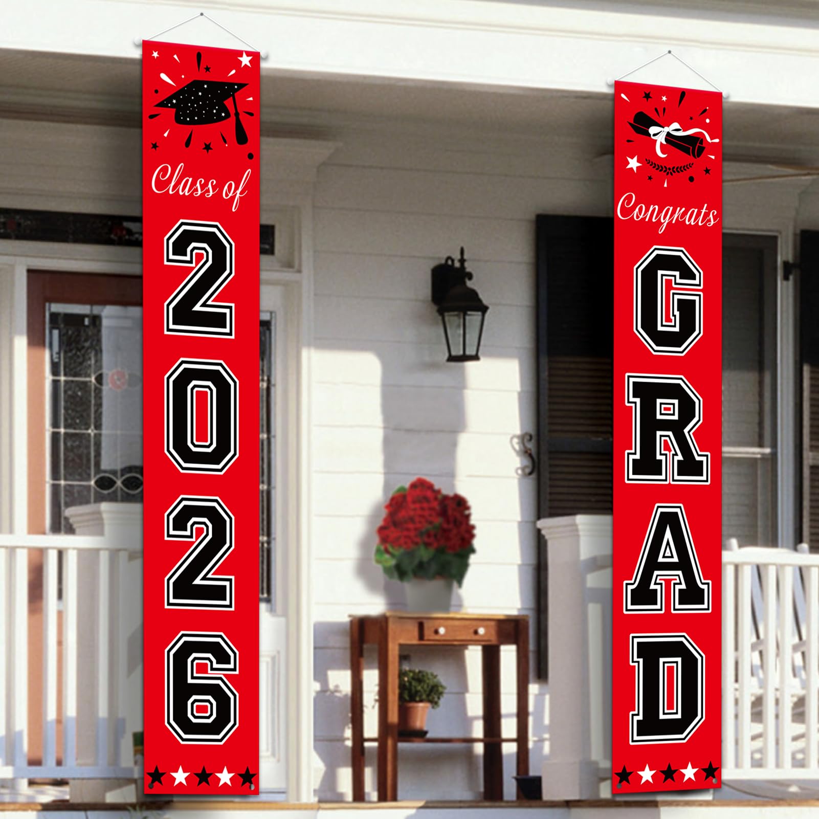 DAZONGE Graduation Decorations 2026, Red and Black Class of 2026 Decorations Graduation Banners for Any Schools or Grades Party Favor