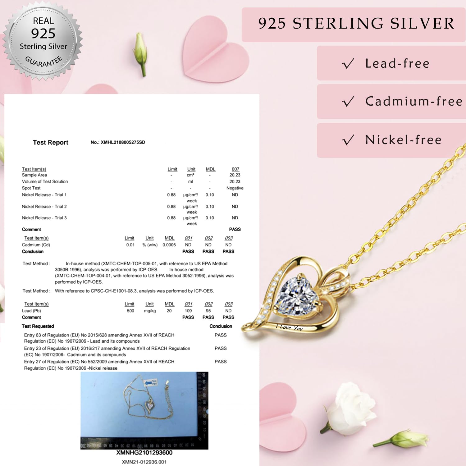 LAVUMO Collares Mujer Colgante Corazón Grabado I Love You Collar Auténtica Plata de Ley 925/Latón Infinito con Piedras de Nacimiento Regalo para Mujer Novia Aniversario Cumpleaños