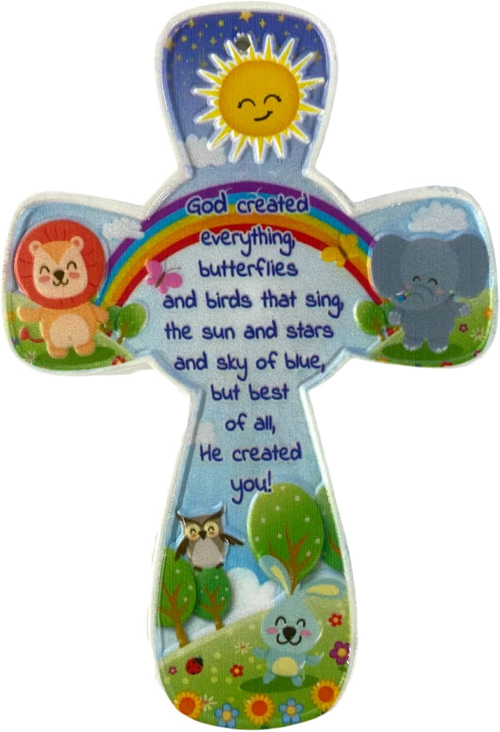 Baby and Baptismal Gifts Guardian Angels Watching Over Baby Wooden Wall Cross for Baby Nursery, 5 1/2 Inch image 4