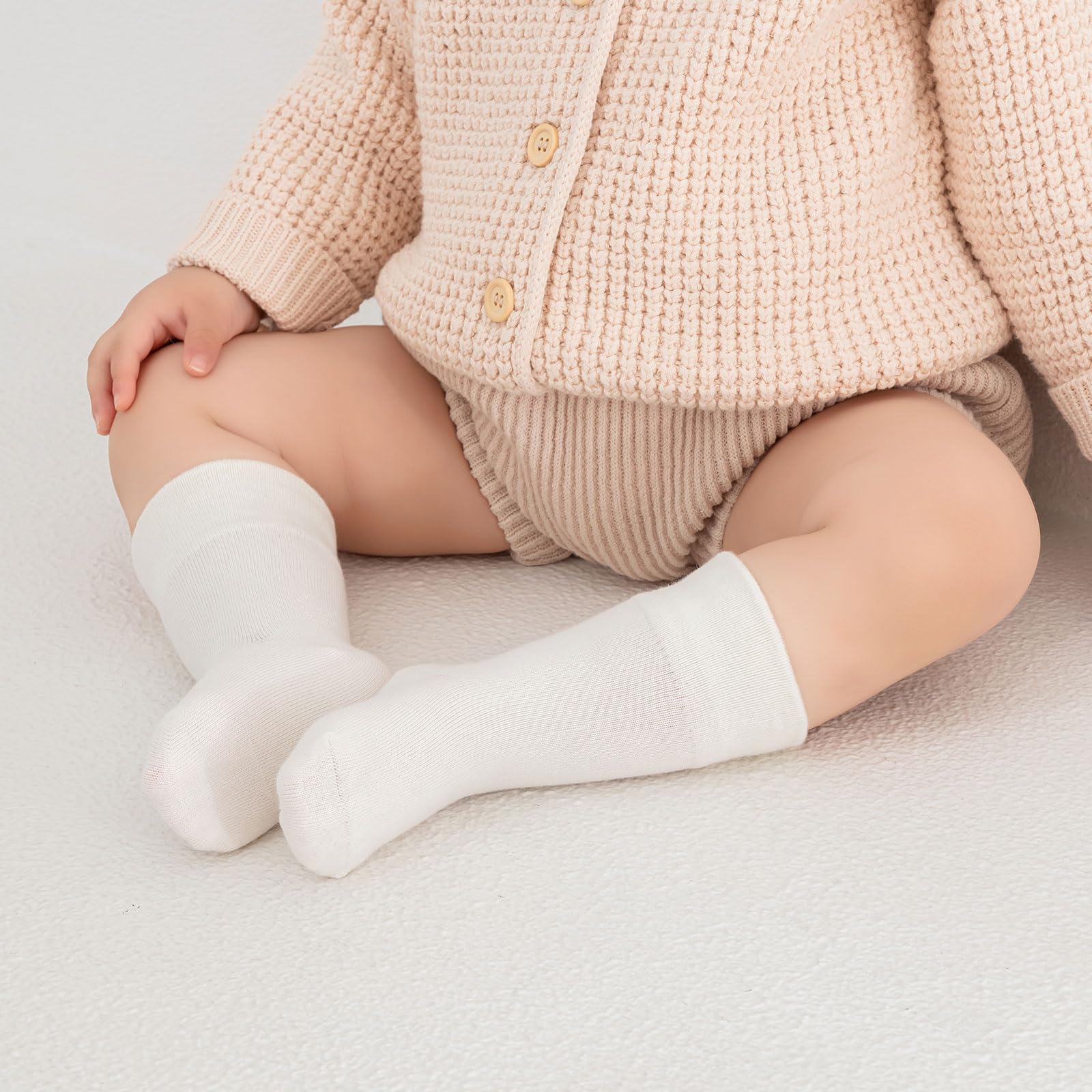 6 par skarpetek Baby Crew, bawełniane, oddychające, jednokolorowe, dla małych dzieci, chłopców i dziewczynek