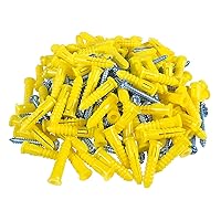 Vista 8 de Anclajes de pared acanalados #10-#12 de 1-1/4 pulgadas con tornillos, paquete de 100, azul, anclaje de plástico para paneles de yeso/hormigón