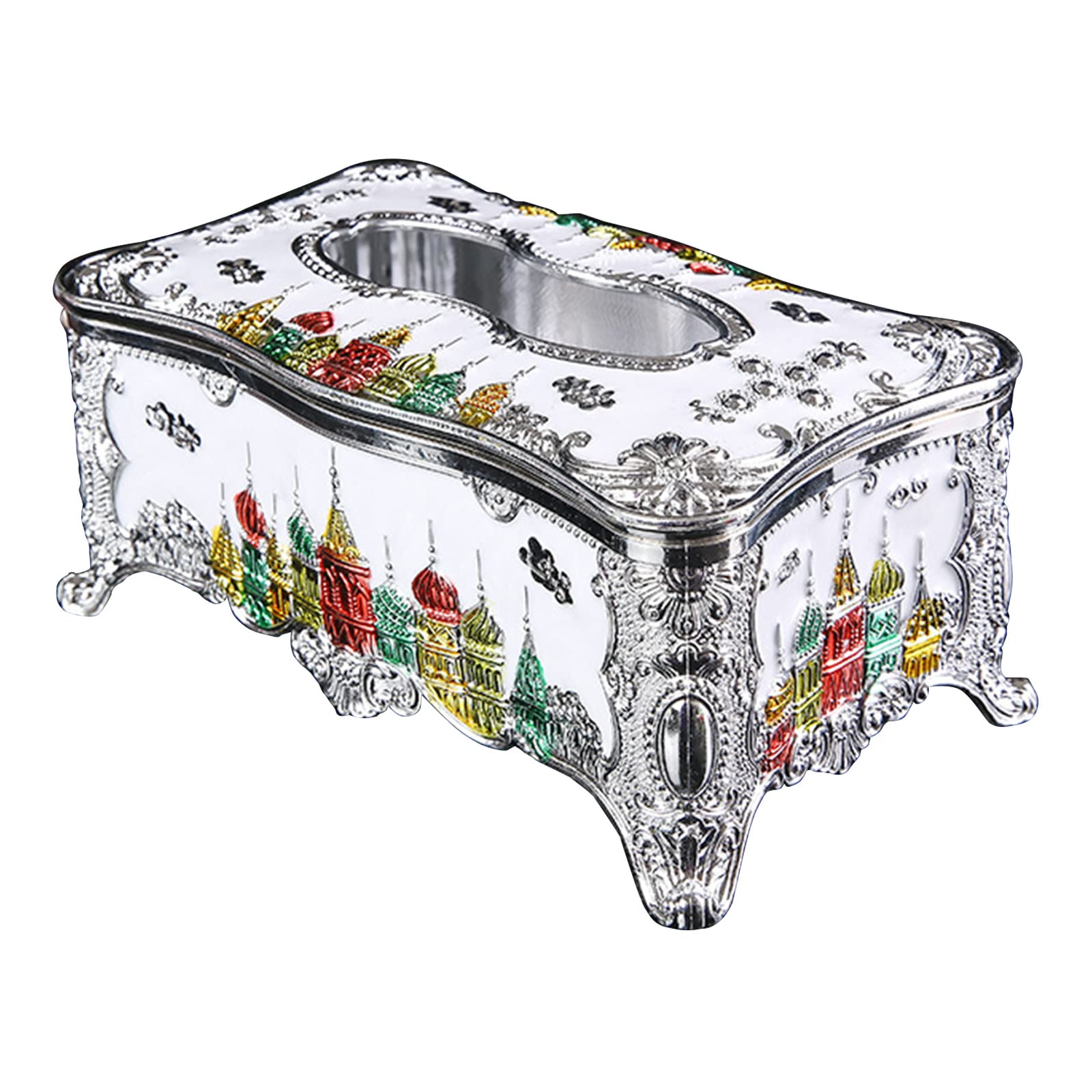 Buxuaaaa Rectangular Tissue Box Luxurious Napkin-Holder Paper-Case Dispenser Elegant Castle-Decorative Facial-Tissue Box Holder Decorative Napkin for Table Party