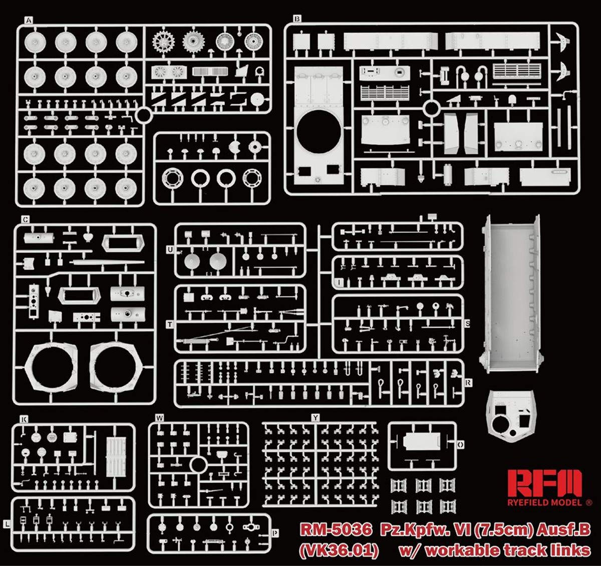 Rye Field Model RM-5036 - 1/35 Pz.Kpfw.VI Ausf.B (VK36.01) w/workable track l.