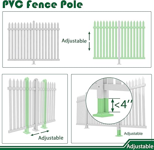 Miniatura 4 de Valla de vinilo para jardín al aire libre, poste de 36 pulgadas para cercado recto de PVC, accesorios blancos para aire acondicionado decorativo de