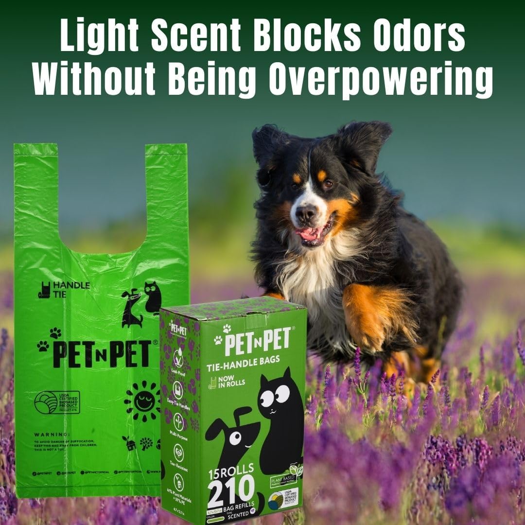 Pet N Pet Dog Poop Bags Rolls, 210 Count, Lavender Scented Tie Handles