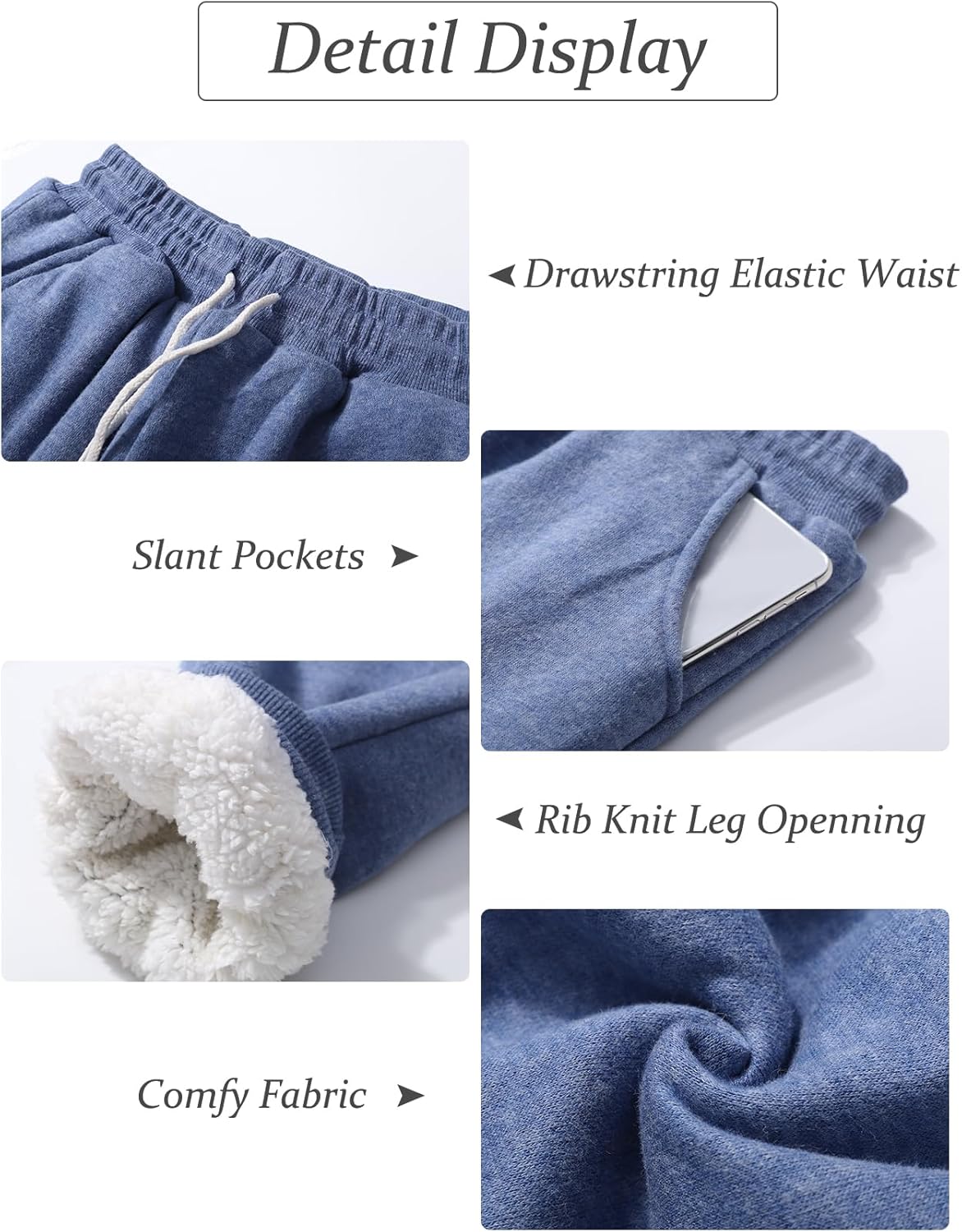 Flygo Women's Winter Warm Fleece Joggers Pants Sherpa Lined Athletic Active Sweatpants - Image 6