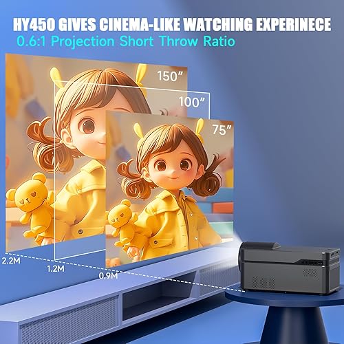 Miniatura 3 de Enfoque eléctrico Proyector inteligente 4K compatible con 700 ANSI, mini proyector con WiFi y Bluetooth, alcance ultra corto, Android 13 integrado,