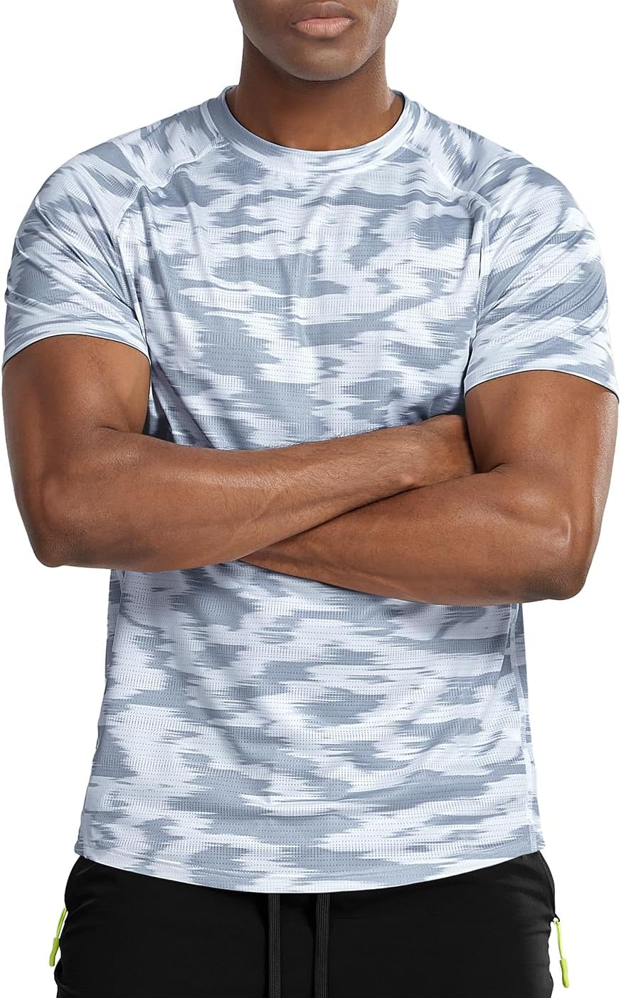 Zengjo Mens Workout Shirts Quick Dry Short Sleeve Athletic Running Gym T Shirt