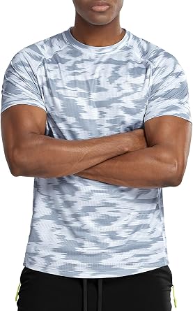 Zengjo Mens Workout Shirts Quick Dry Short Sleeve Wicking Athletic T Shirt