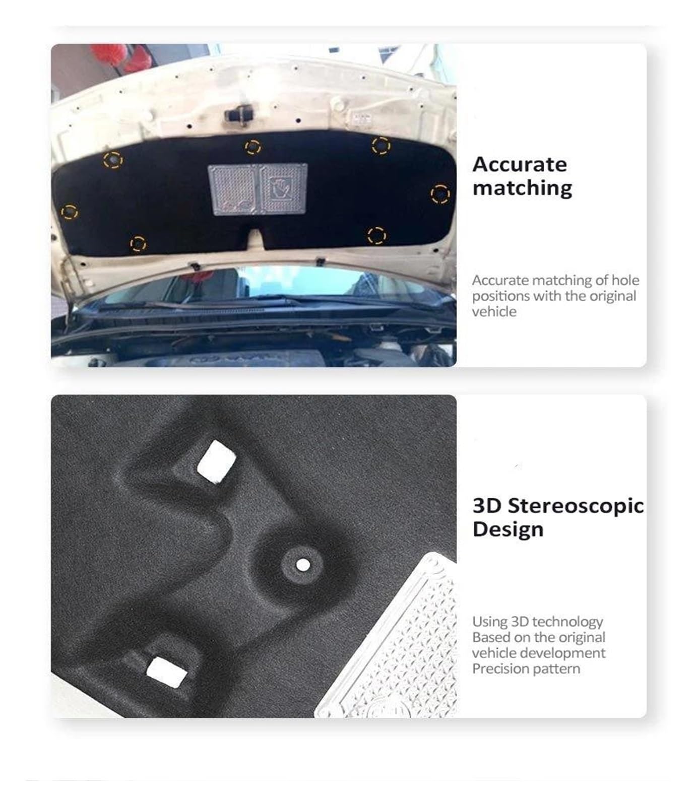 Almohadillas de algodón calefactables para el capó del Motor del Coche para Civic de 10.ª generación (2016-2021), insonorizadas, ignífugas.