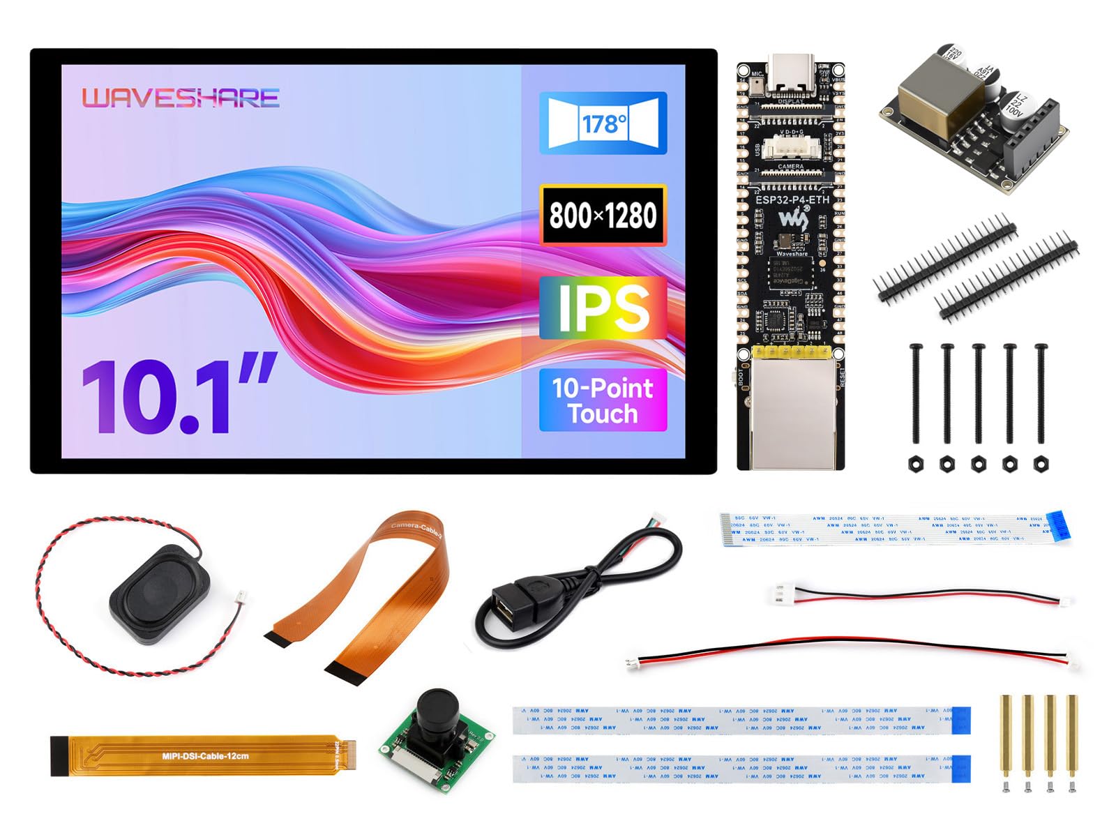 Waveshare ESP32-P4-POE-ETH-NH-KIT-B High-Performance Development Board, Based On ESP32-P4, with 100 Mbps RJ45 Ethernet Port, Without Pre-soldered Header