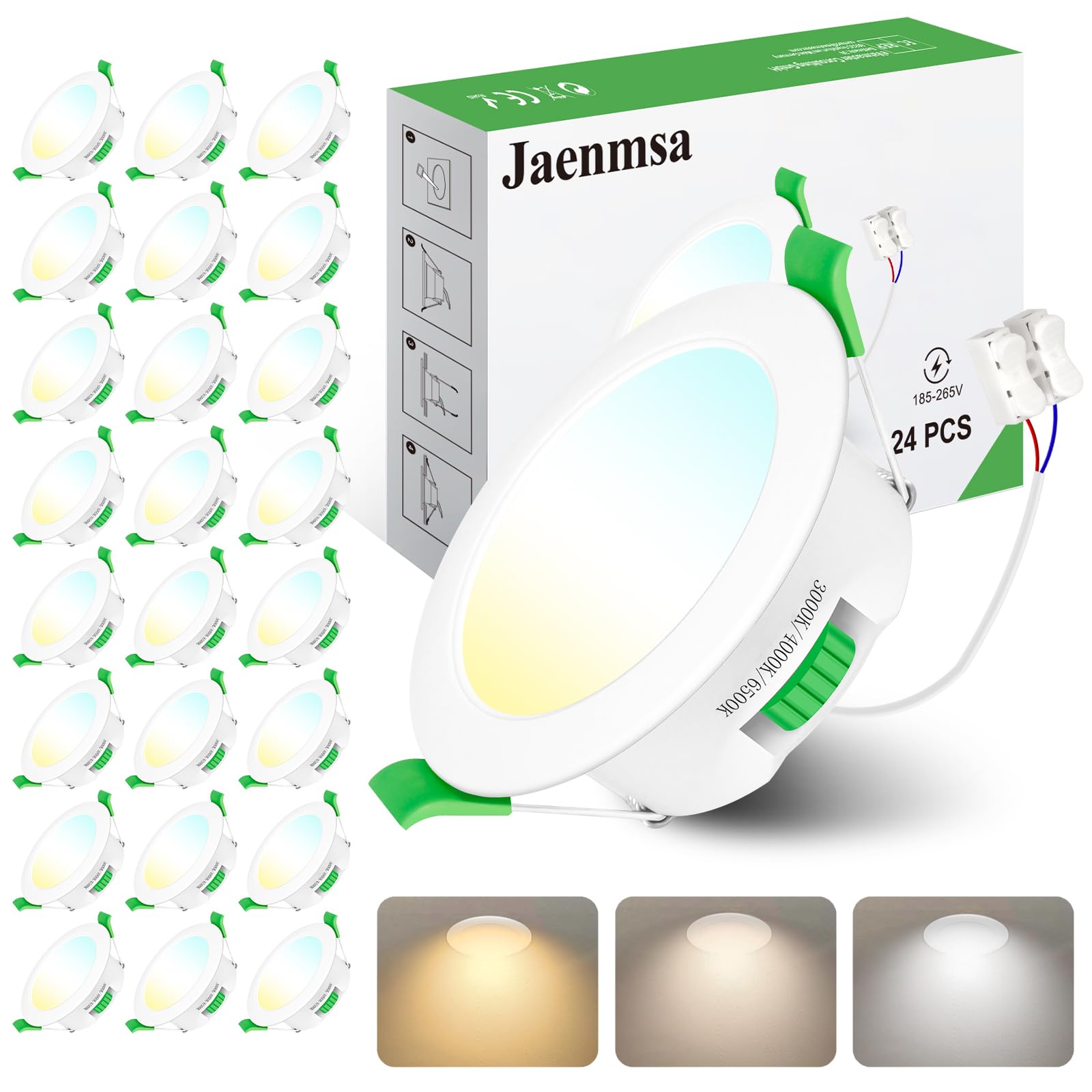 Faretti LED da Incasso per Cartongesso 230V, 7W Foro Ø 65-75mm Faretti Incasso Cartongesso Ip44, Dimmerabile, Luce Calda 3000K Luce Neutra 4000K Luce Freddo 6500K, Set di 24