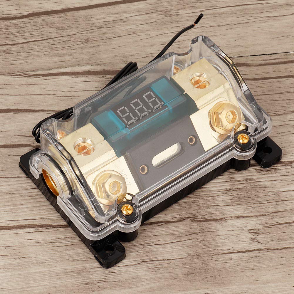 Akozon Power Holder Car Audio Power Holder Stereo Distribution Block Box Digital Display(250A)