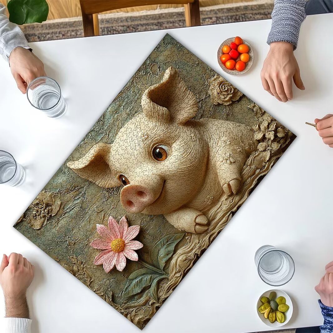 Puzzle 5000 Piezas, Puzzle Cerdo de Madera para Adultos, Regalos -2570