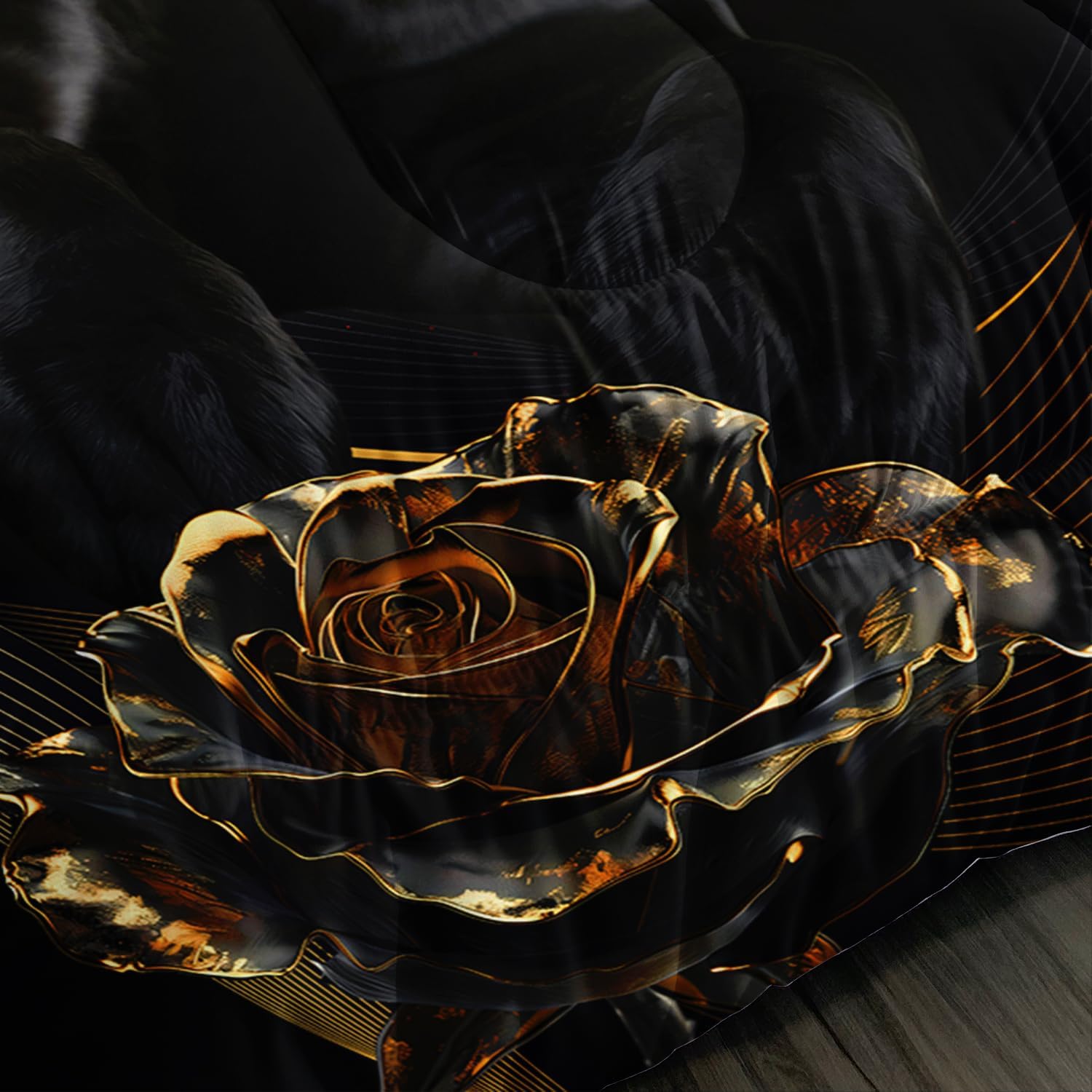 AILONEN Black Panther Comforter Set Twin Size, Golden Rose Pattern Bedding Set for Kids Teens Adults,Leopard Mom and Child Duvet Set for Bedroom Decor,3Pcs,1 Quilt and 2 Pillowcases,Breathable - Image 4