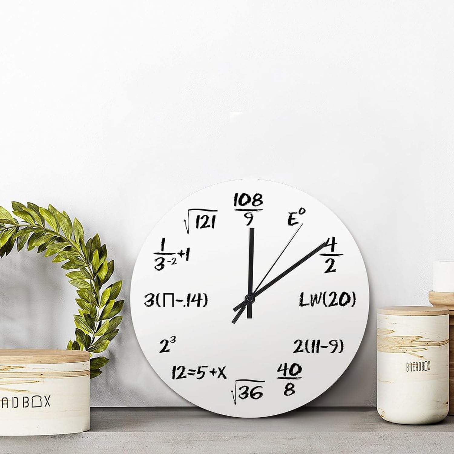 godblessignMath Equations and Notations 15 Inch Wooden Wall Clocks Battery Operated Silent Math Time Clock Modern Wall Hanging Art Farmhouse Home Decor for Bedroom Living Room Kitchen School Office