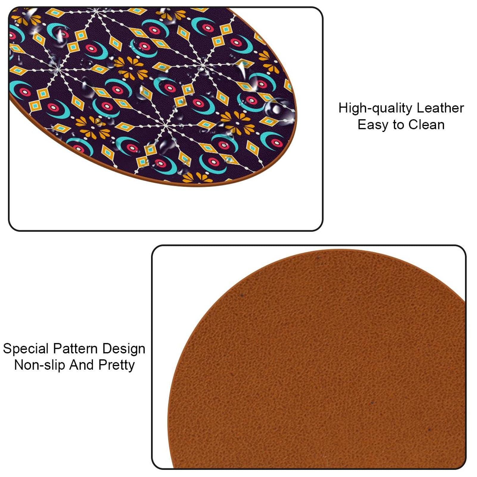Ruchen - Set di sottobicchieri assorbenti con motivo mandala, stile vintage psichedelico, in ceramica, con decorazione rotonda, Ceramica, come da immagine, 1 pezzo