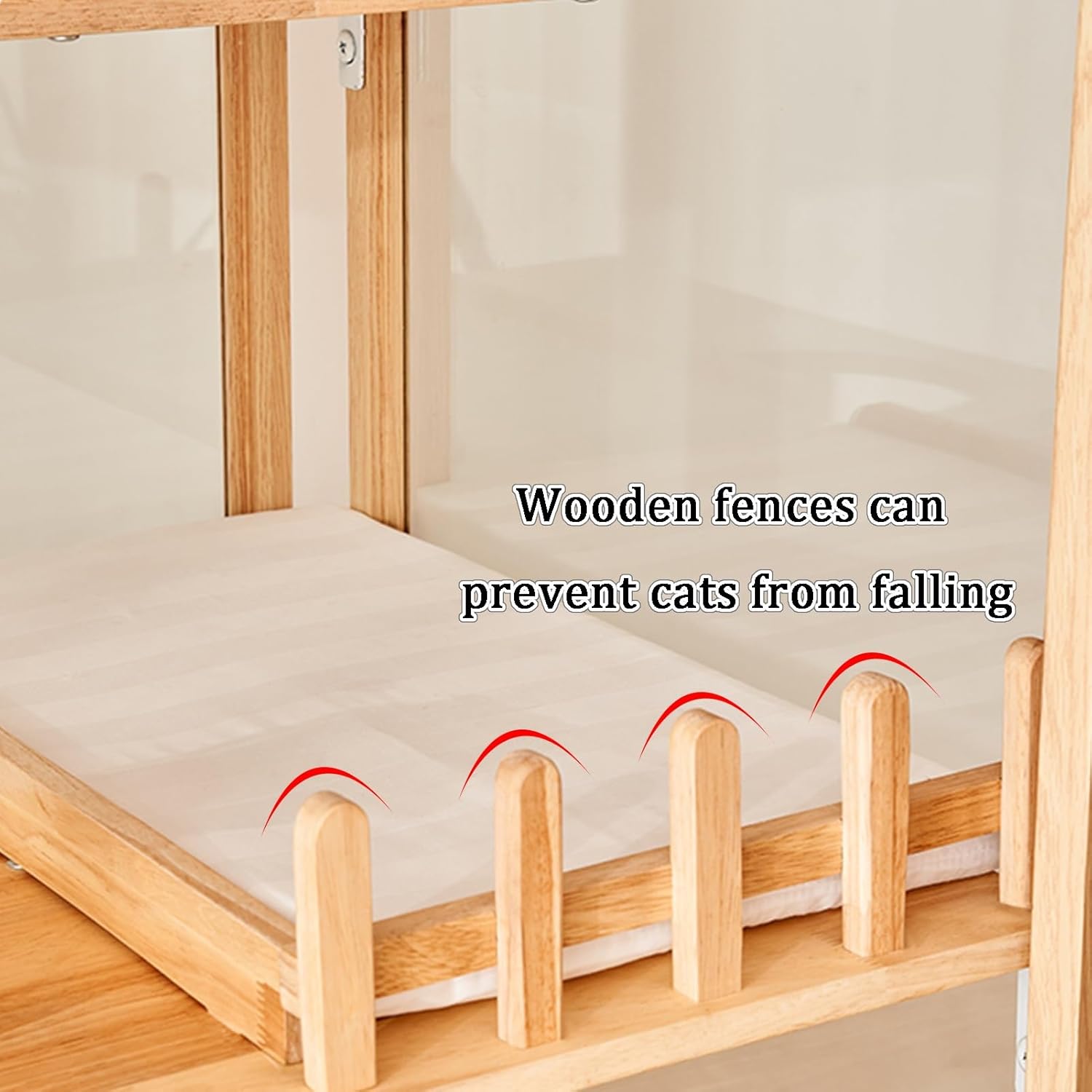 Cat Playpen, solid wood panoramic Cat Enclosures, Small footprint, luxury tempered glass Pet Playpen, Cage pour 1-2 Chats, Diverses Tailles Au Choix(23.6x59/60x150cm)