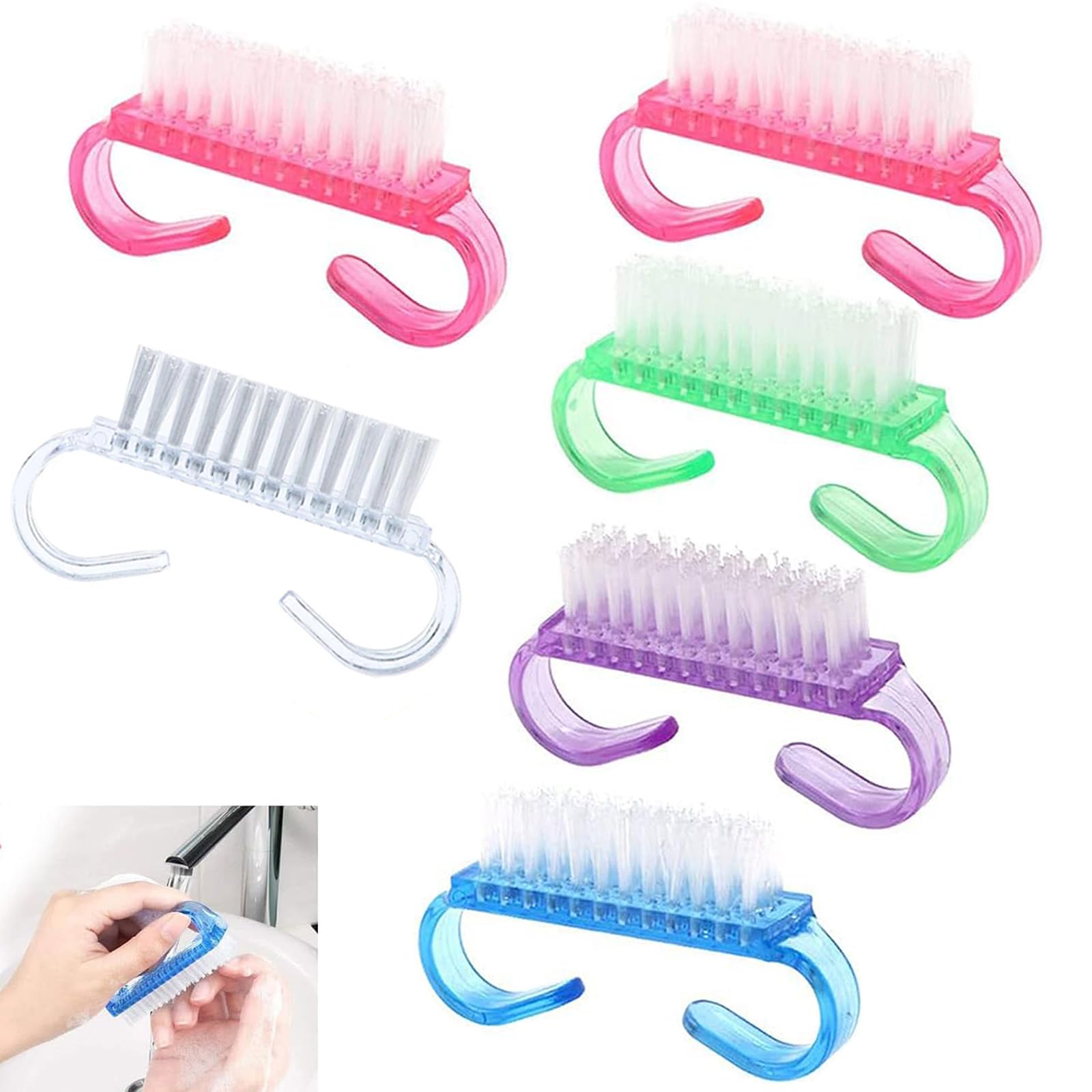 Spazzola Per Unghie,6PCS Manico Spazzola per unghie,Spazzola per Pulizia delle Unghie,Lavaggio di Mani Spazzolino per Unghie,Per Pulizia E Pulizia Delle Unghie