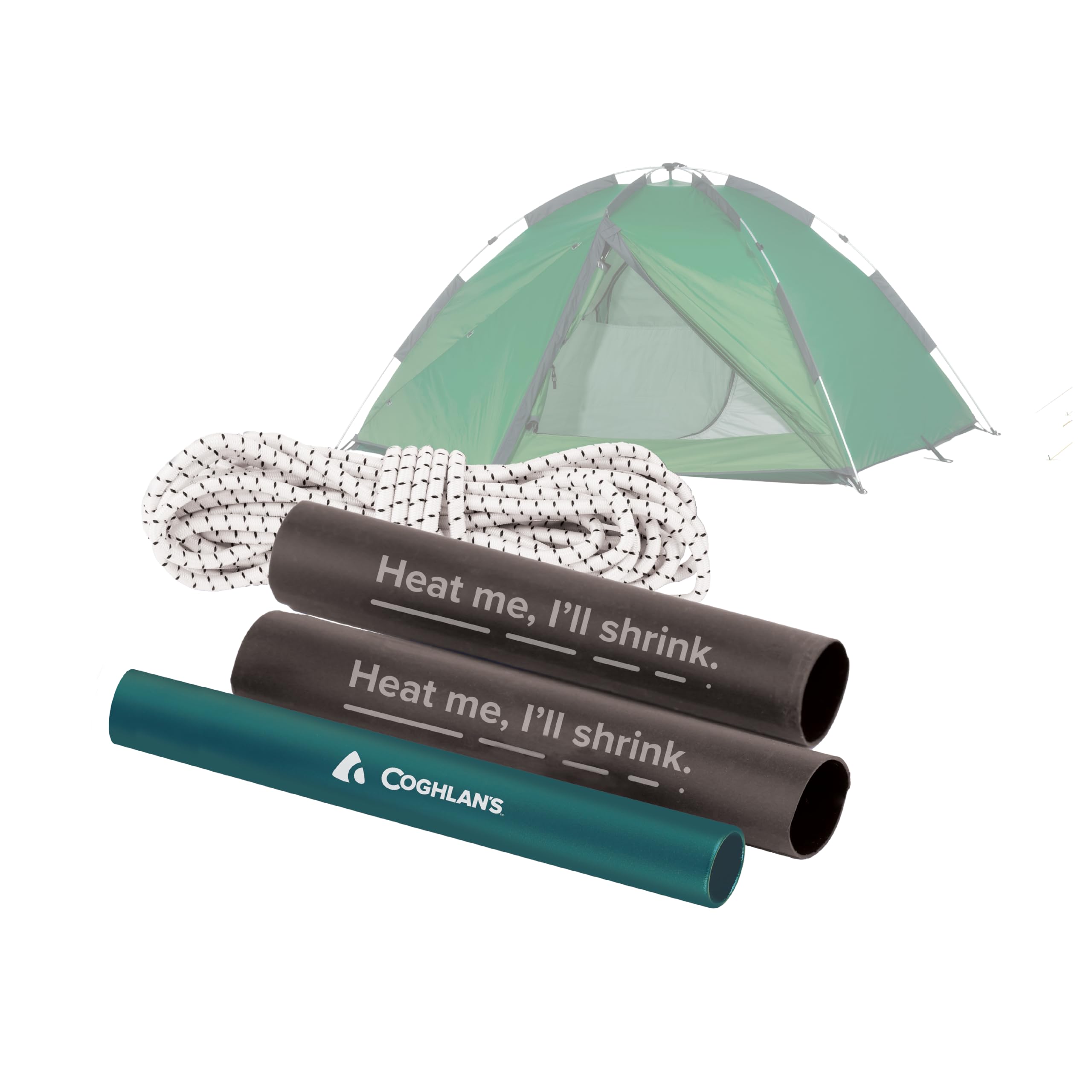 Coghlan's Tent Pole Repair Kit – 4-Piece Field Kit for Aluminum or Fiberglass Poles – Includes Heat-Activated Sleeves, Aluminum Splint & 10 ft. Shock Cord – Durable, Compact Camping Repair