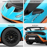 Vista 3 de RASTAR por Lamborghini Huracan STO RC Car 1:24 Escala Control Remoto Coche de Juguete, Vehículo Modelo R/C para Niños Negro RC - Azul