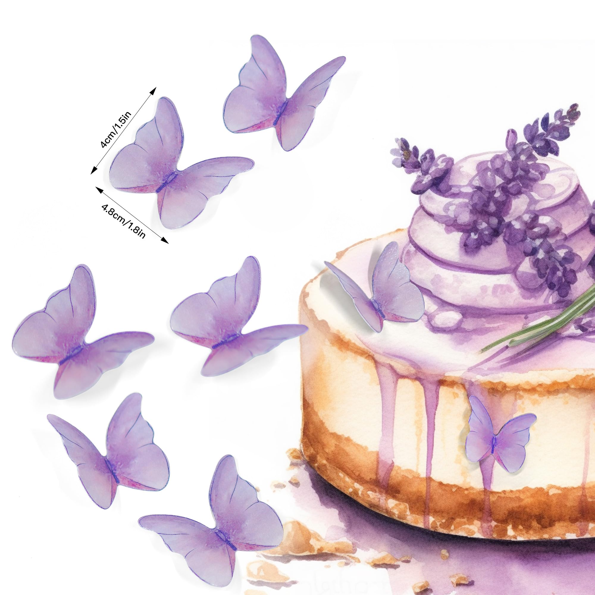 48 Toppers De Mariposas De Papel Para Decorar Tartas Y Cupcakes - Colores Azul, Rosa, Morado Y Multicolor - Decoración Cumpleaños