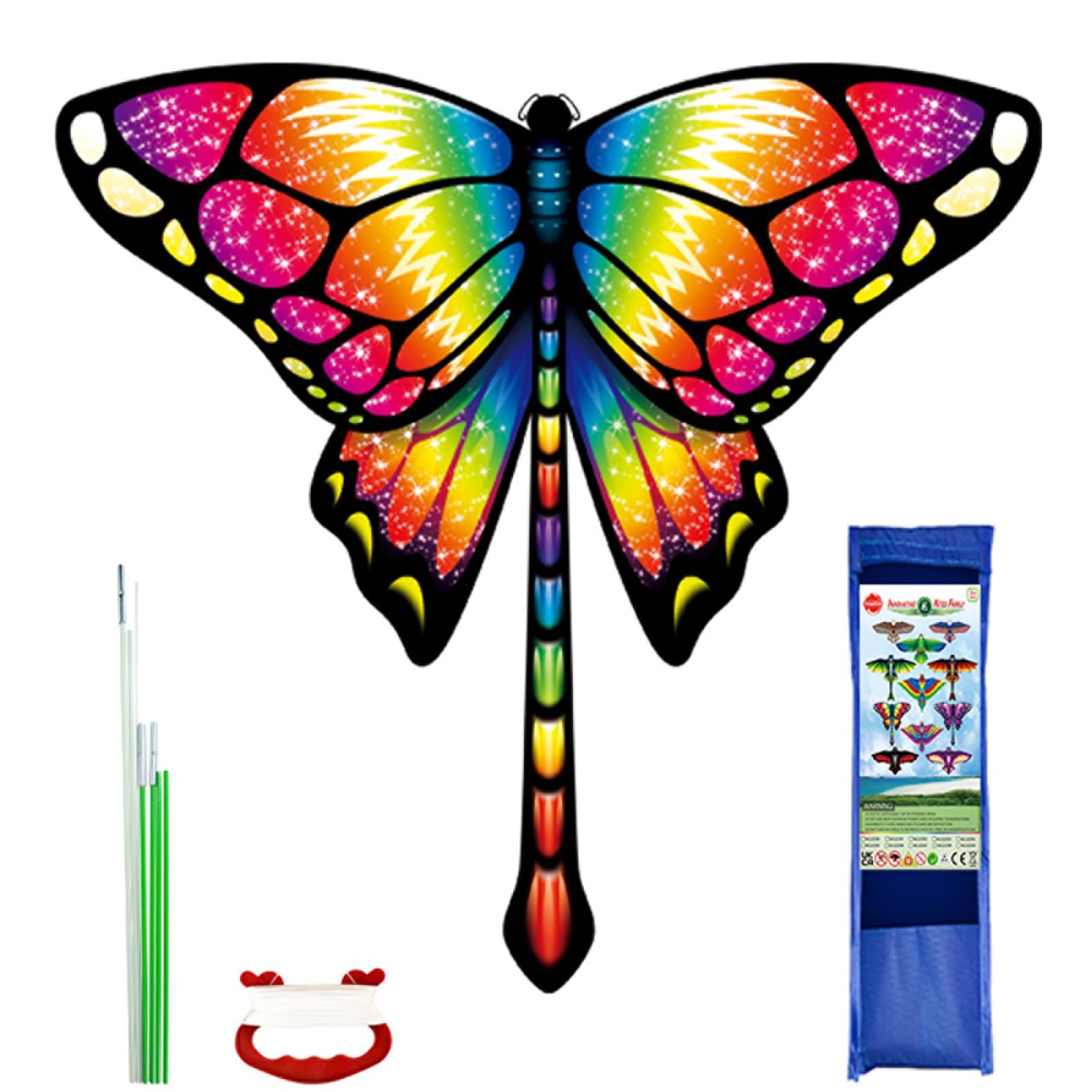 Aquilone A Forma Di Farfalla Con Cristalli Viola – 139,7 X 71,1 Cm – Per Bambini E Adulti, Facile Da Volare