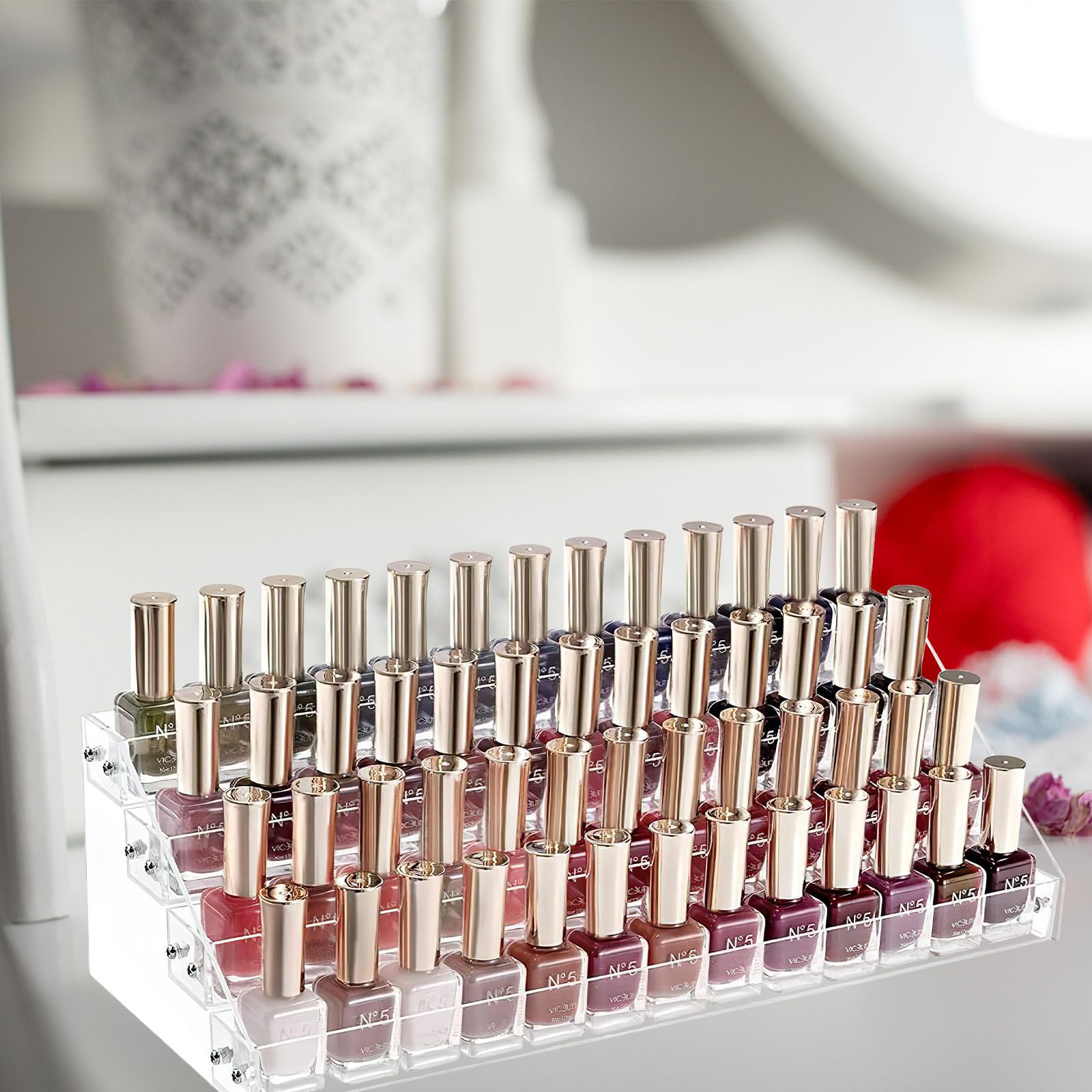 Beaupretty Uñas Capas Esmaltes de Acrílico Organizador de Cuatro Conveniente Gran Capacidad Almacenamiento para Tocador y Salón