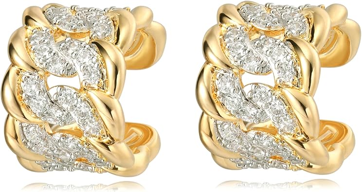 MTMY Gold Ear Cuff Earring for Women 14K Gold Plated Cubic Zirconia Non-Pierced Clip on Cartilage Chunky Ear Cuffs Hypoallergenic Jewelry
