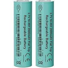 2 Pack 3.7V 7.4wh Batteries 2000mAh Flat Top Rechargeable Battery Ni-MH,for LED Flashlight,Headlamps,Doorbells, RC Cars,Remote Controls,Mini Fans