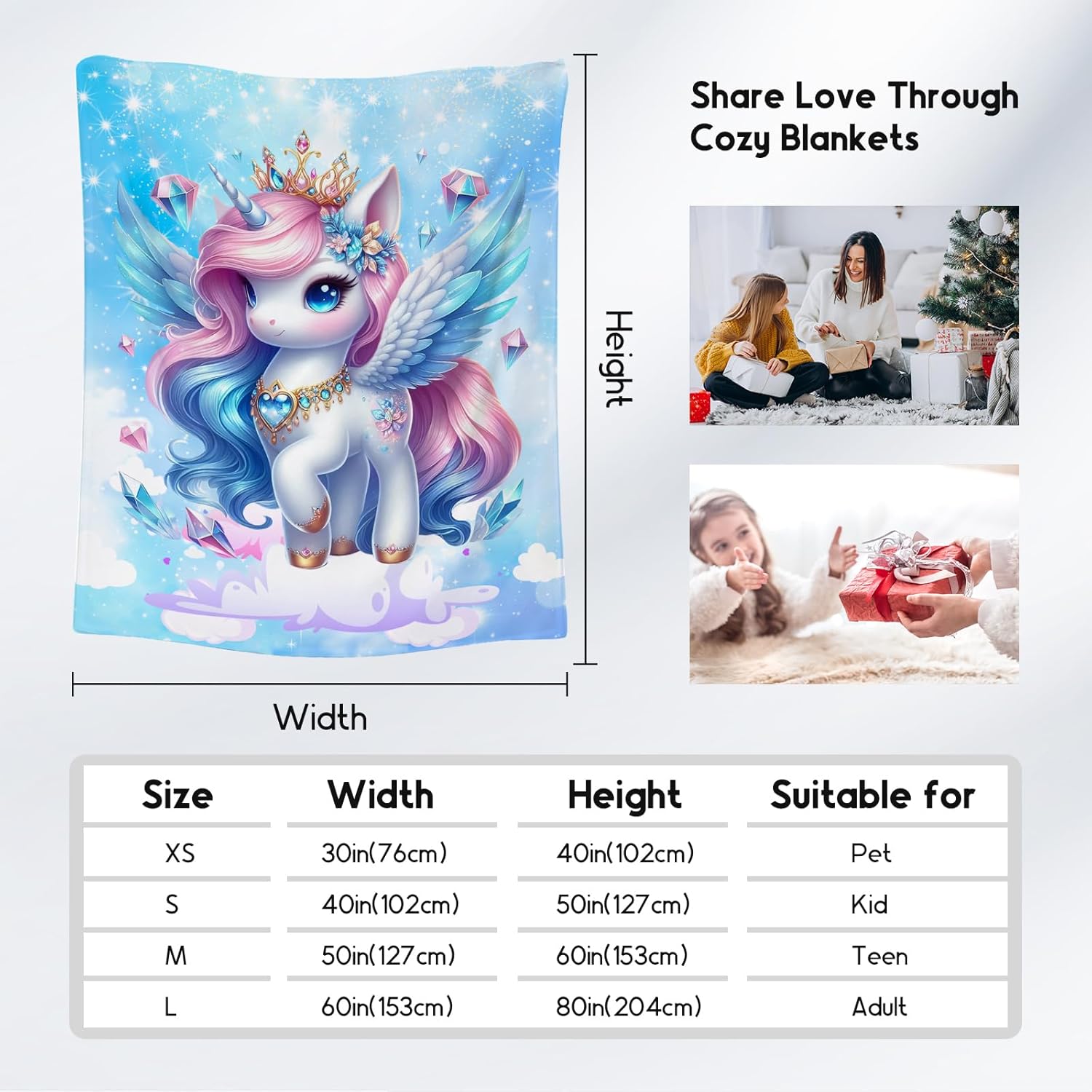 Gifts for Girls, Unicorn Blanket for Kids, Unicorn Fleece Blanket for Girls Daughter, Soft Lightweight Throw for Sofa Couch, 40"x50" - Image 4