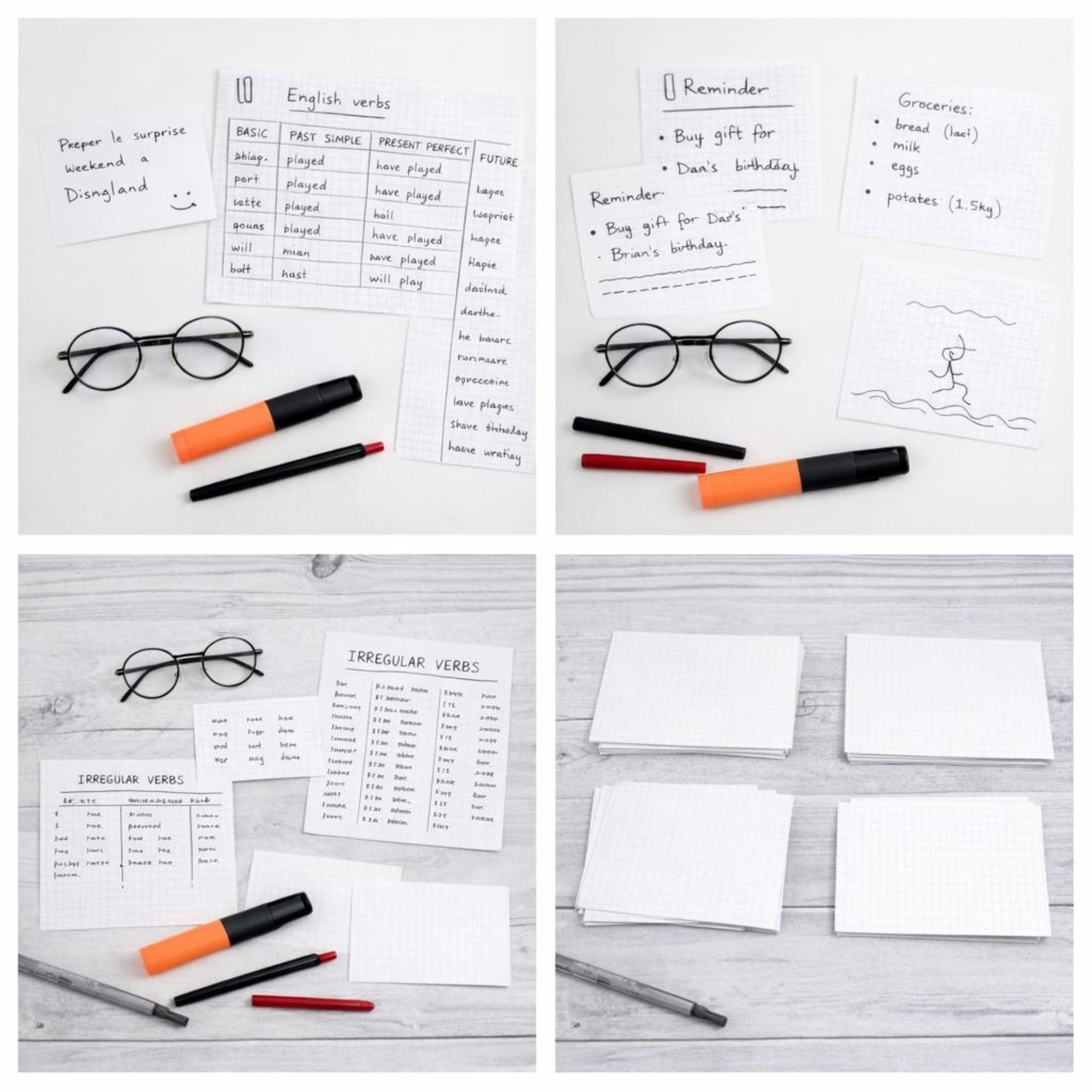 Exacompta Pack Essentiel 3 Étuis 100 fiches bristol quadrillées 5x5 non perforées 100 x 150 mm blanc