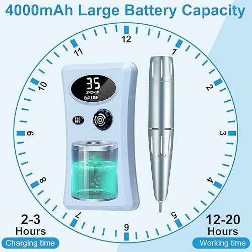 Miniatura 6 de Taladro de uñas eléctrico, máquina profesional de lima de uñas de 35000 RPM, taladros de uñas portátiles para uñas acrílicas, lima de uñas eléctrica
