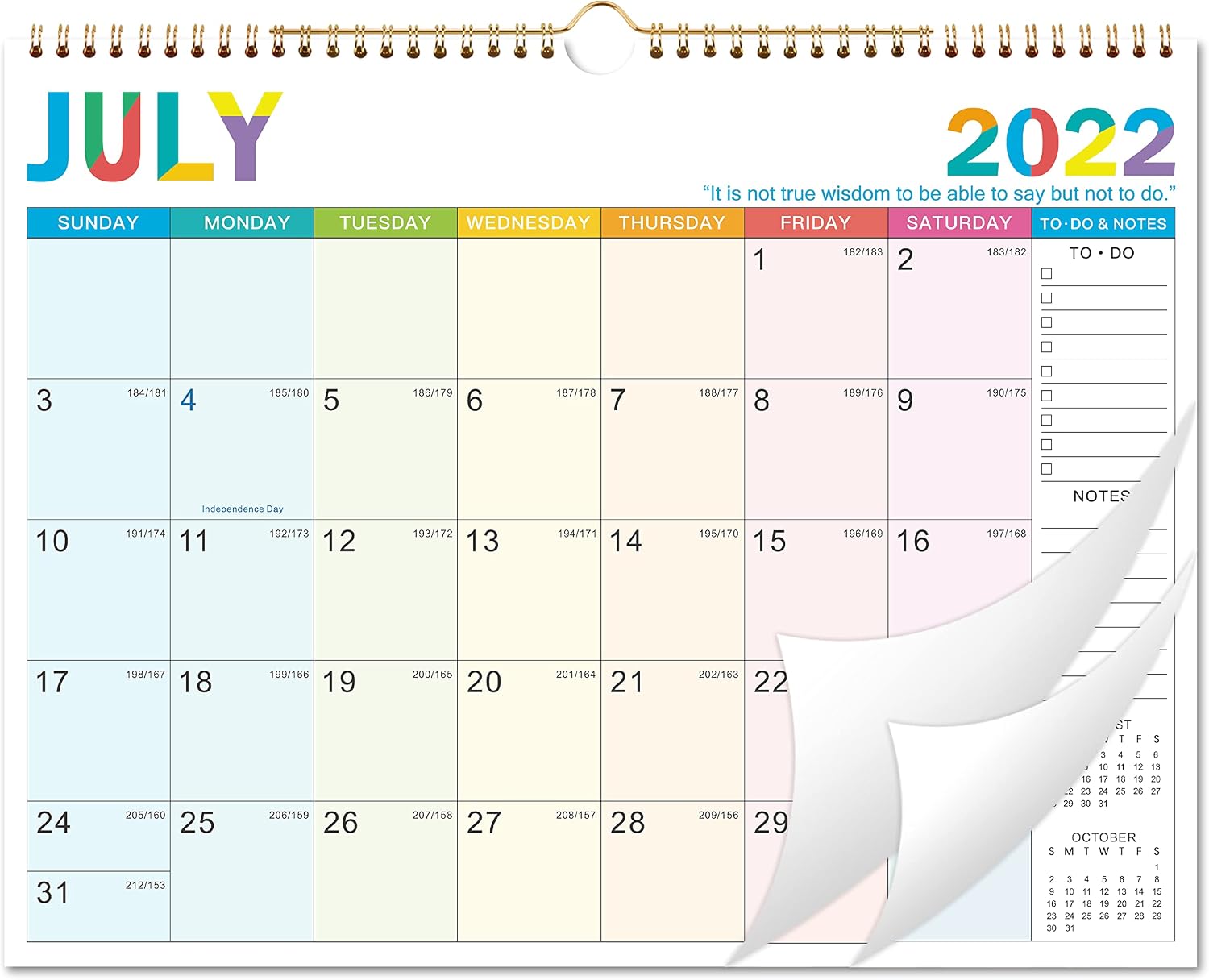Calendar 2022-2023 - Wall Calendar from Jul 2022 to Dec 2023, 18 Monthly Wall Calendar with Thick Paper, 15" x 11.5" Twin-Wire Binding + Daily Blocks with Julian Date, Horizontal, Perfect for Planning