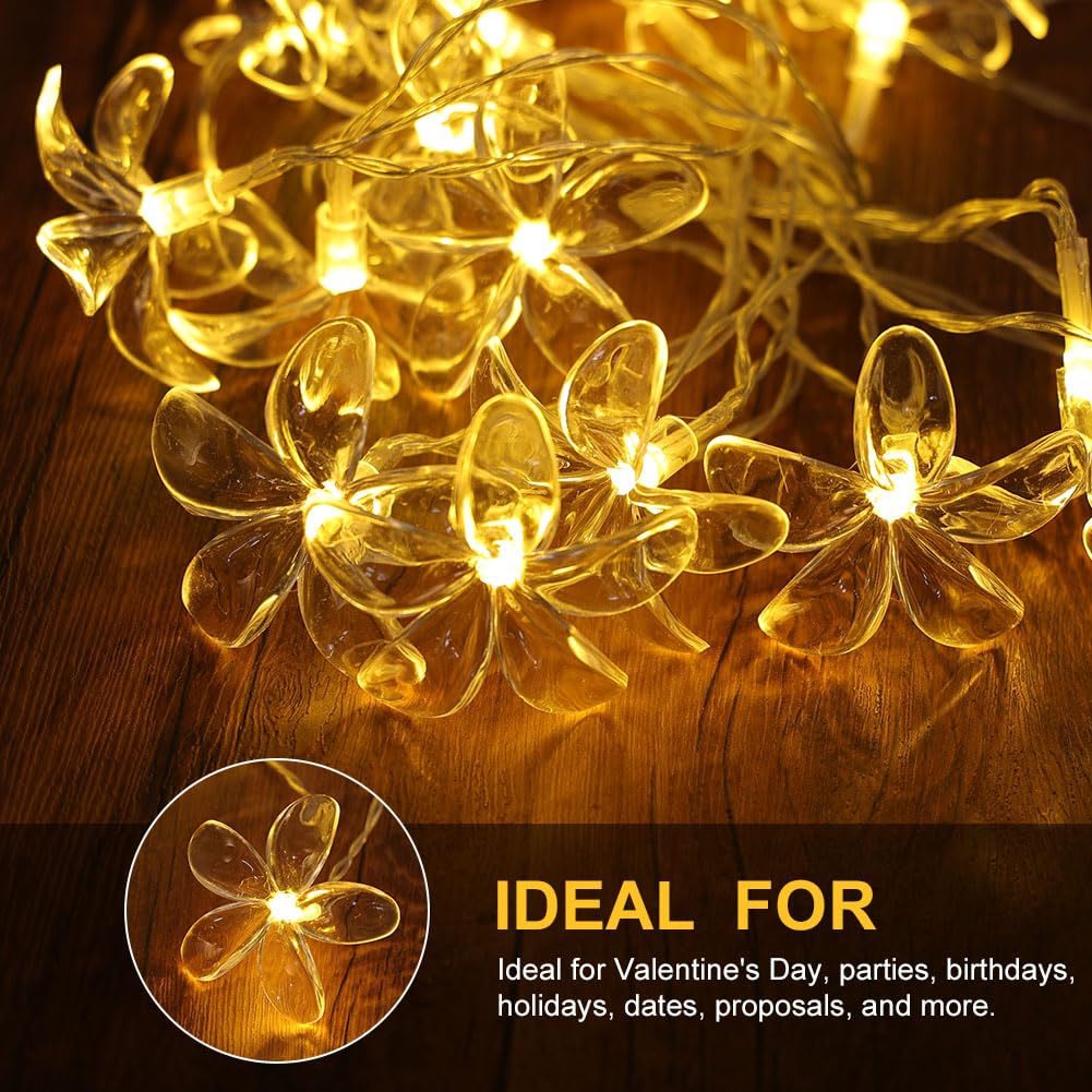 Cadena de Luces de Flores, 3 M 20 Guirnalda de luces LED de Cerezo,Funciona con Pilas,Impermeable Guirnalda de Flores,Guirnalda Luces Decorativas Interior Exterior para Jardín,Boda,Blanco Cálido