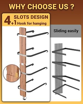 Midukit Cowboy Hat Rack for Wall, Cowboy Hat Holder for 4 with Hooks,Wooden Rustic Metal Hanger for Wall with Pine Board,Western Baseball Hat Rack Holder for Fedora, Sun Hats (4 Hats)