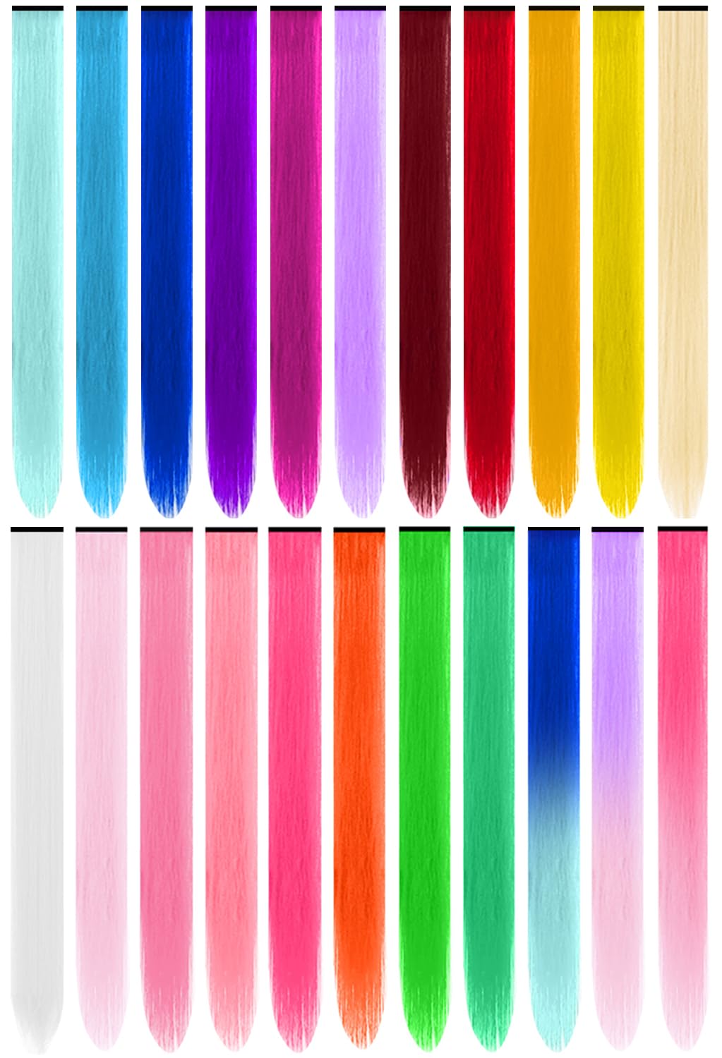 Colored Hair Extensions - 22 Inch Rainbow Highlights