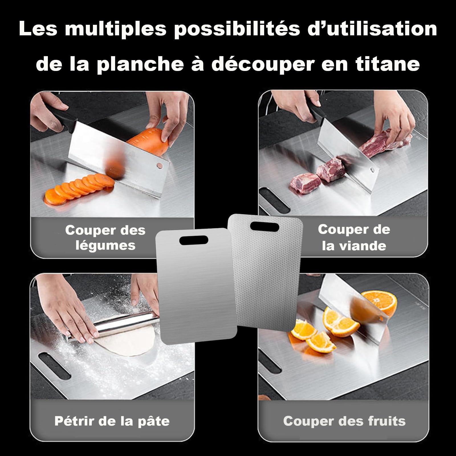 Planche à Découper en Titane, Nouvelle Version Résistante aux Rayures, Planche à Découper Double Face - Entièrement Sans BPA, Un Choix Hygiénique et Durable Pour une Cuisine Moderne, 34 * 24cm