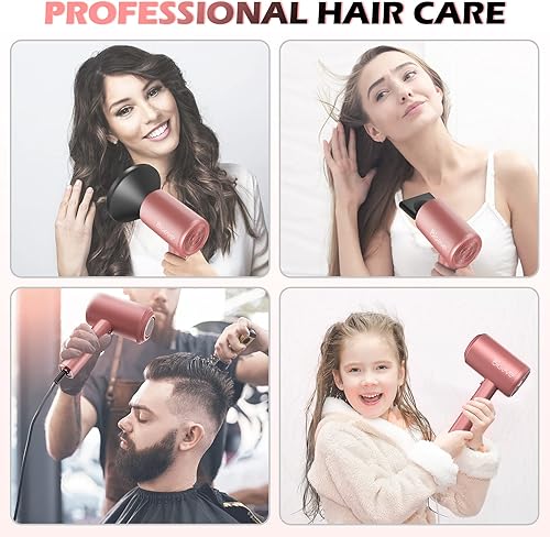 Miniatura 7 de Secador de pelo iónico con potente motor de CA, secador de pelo profesional de 1800 W con difusor y boquillas, secador de secado rápido con difusor