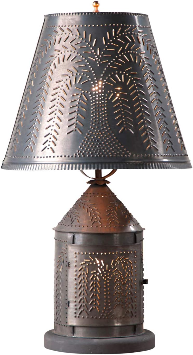 Irvin's Country Tinware Fireside Lamp with Willow Shade in Kettle Black