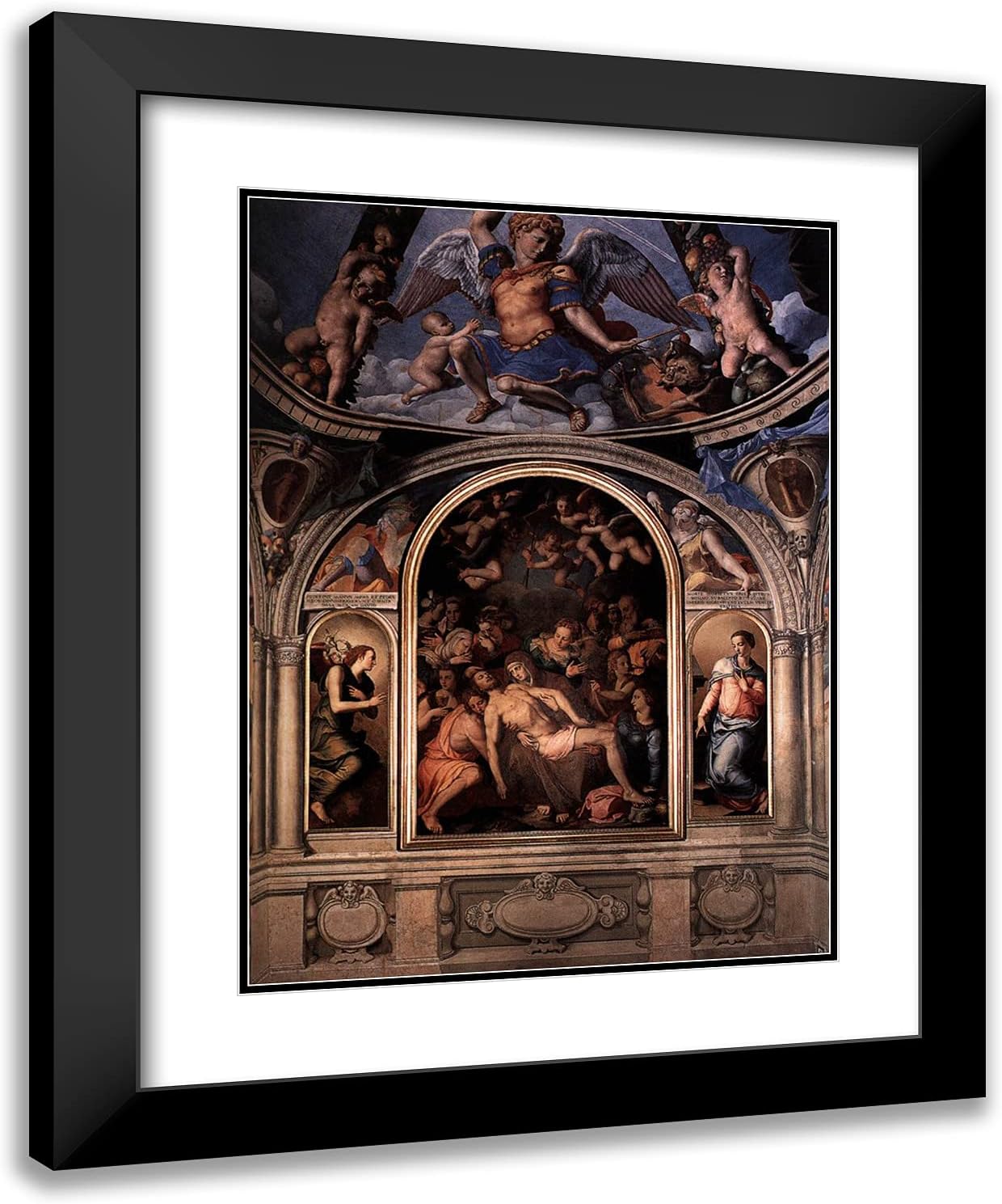 ArtDirect Bronzino, Agnolo 20x24 Black Ornate Framed Art Print with Double Matting Titled: Altarpiece
