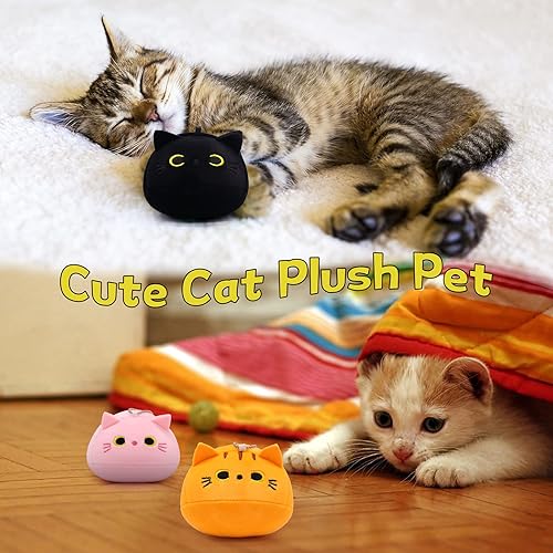 Miniatura 5 de Gato negro de peluche de gato gris blanco amarillo y rosa 5 piezas de 2 pulgadas mini animales de peluche Kawaii para decoración del hogar regalos