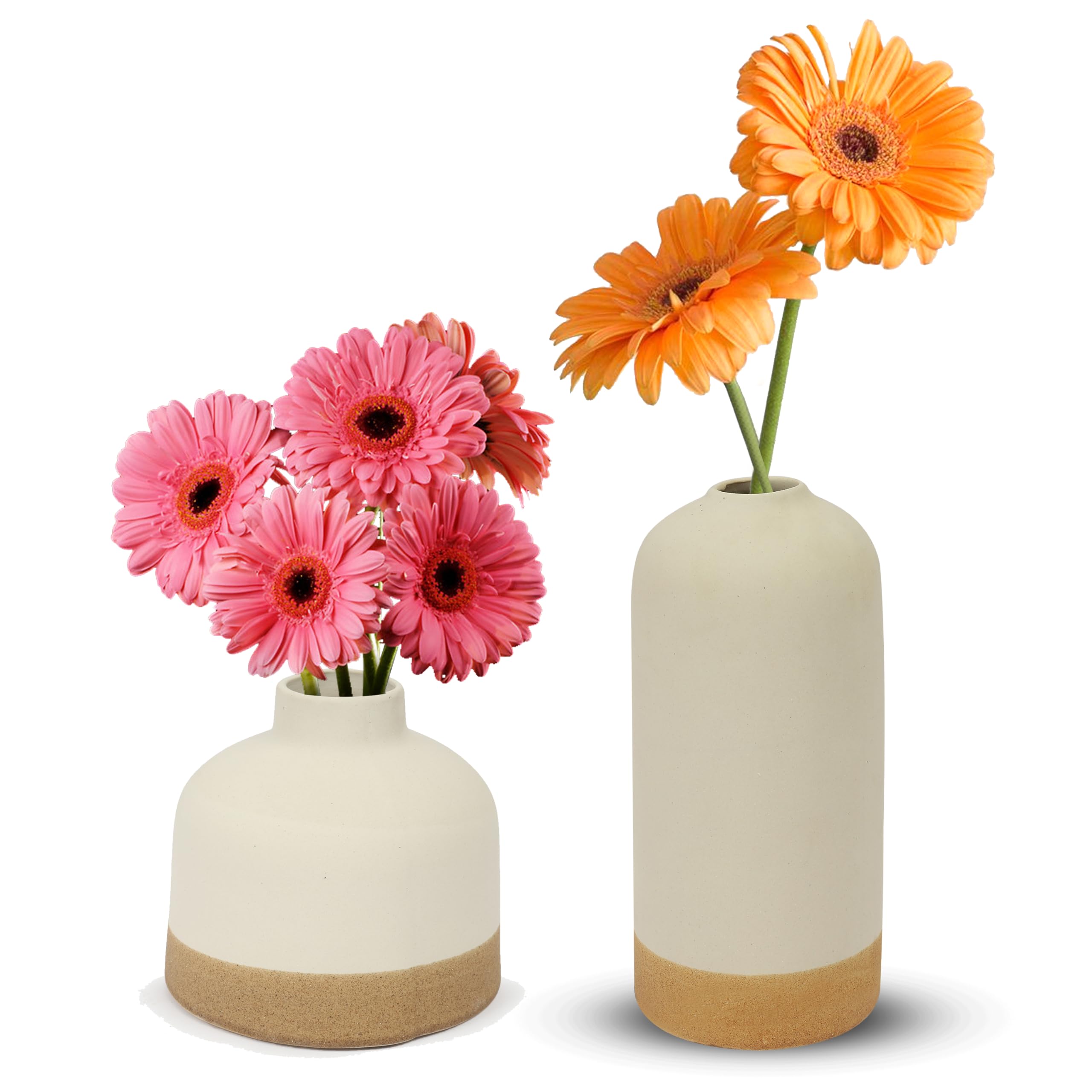 SPHINX Decorative Ceramic Vase For Home Décor Flowers Plants Living Room Bedroom Kitchen Office Wall Table Centerpiece Gift Items Rustic Design VASE ONLY NO FLOWER- (9 and 5.5 Inches, 2 Pieces)