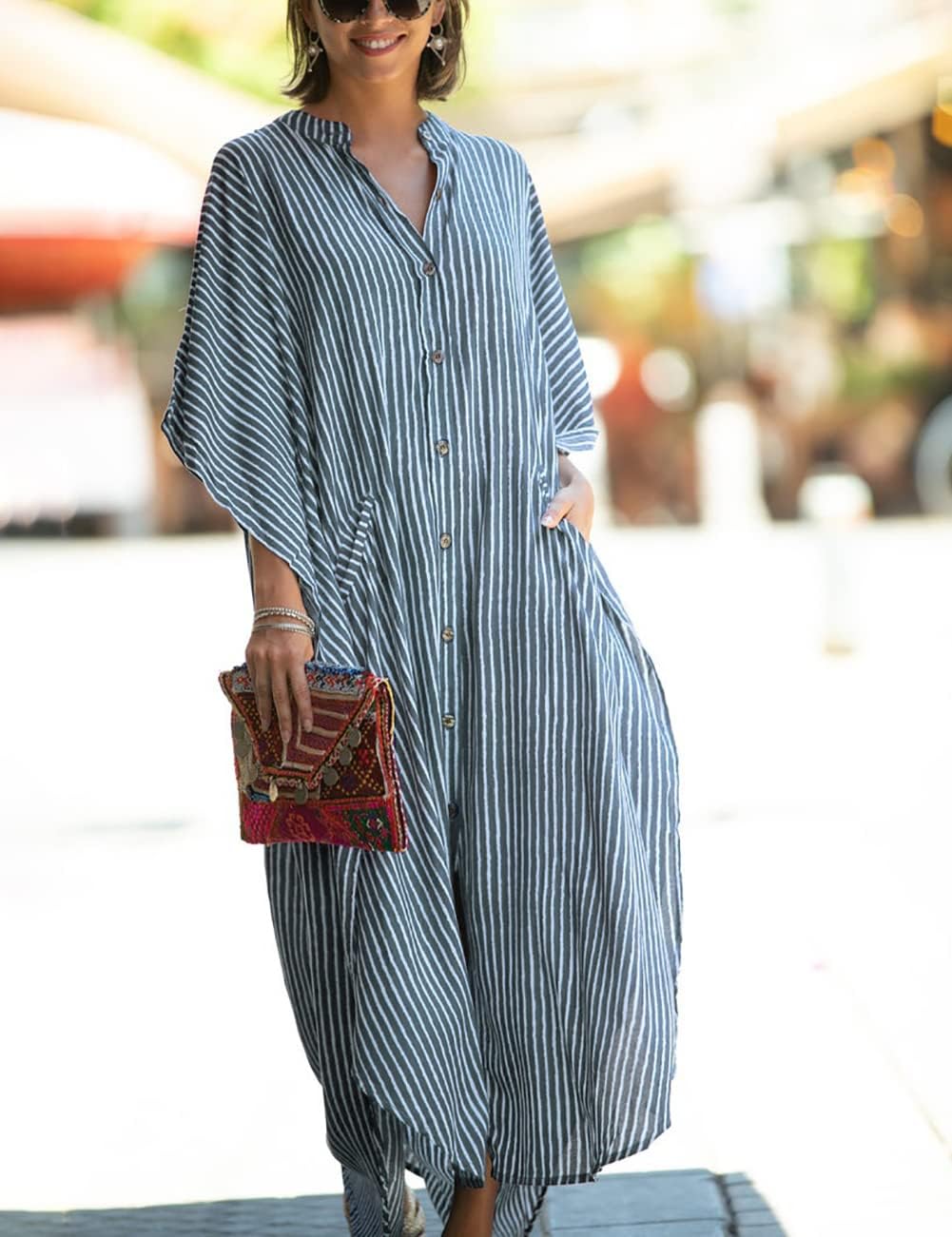 Bsubseach Beach Kaftan Dresses Cheetah Long Rayon Caftan Swim Cover Up Muumuu Animal Dress Oversized Coverups Swimwear - Image 4